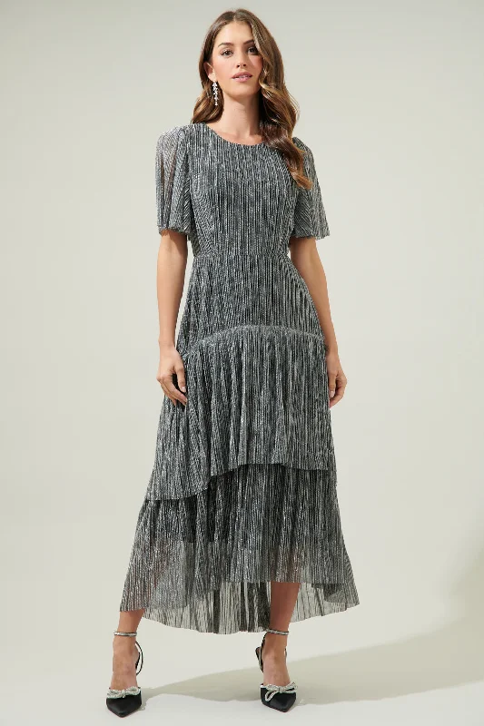 Sasha Shimmer Ruffle Tiered Maxi Dress