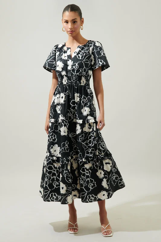 Fabienne Floral Palmer Poplin Tiered Maxi Dress