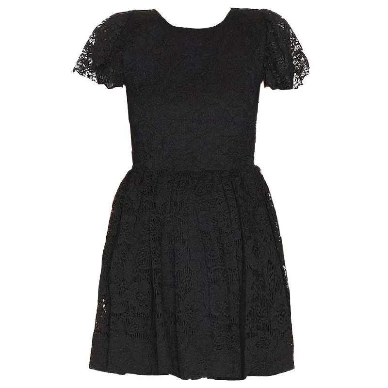 Caroline Constas Marguerite Black Lace Open Back Mini Dress