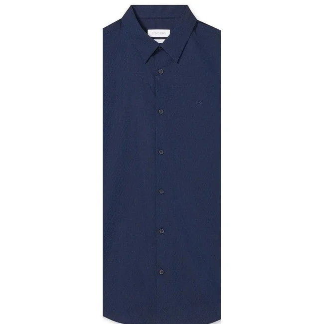 Calvin Klein Men's Regular-Fit Stretch Textured Mini-Dot Dobby Shirt Blue Size Small