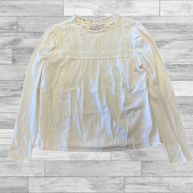 Top Long Sleeve By Loft In White, Size: S