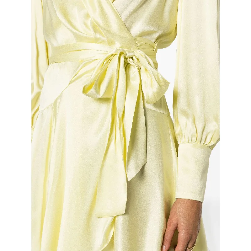 Zimmermann Silk Wrap Mini Dress Lemon