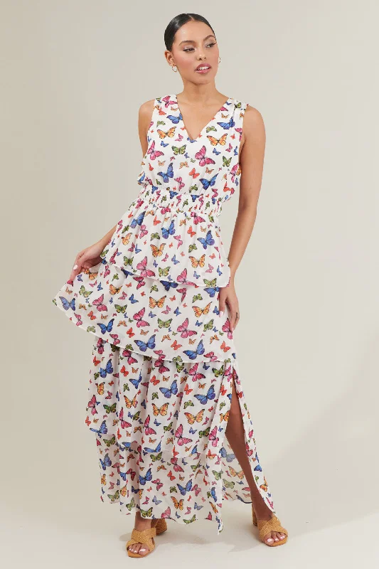 Bess Butterfly Tiered Maxi Dress