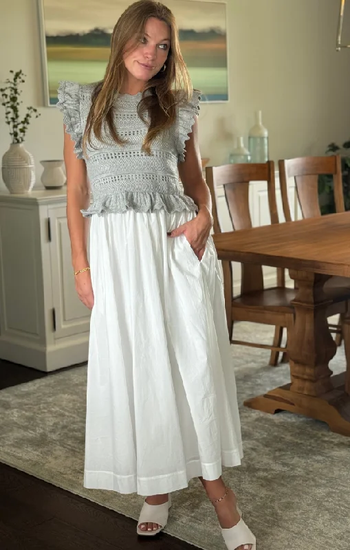 Ruffle Sleeve Knit and Woven Maxi