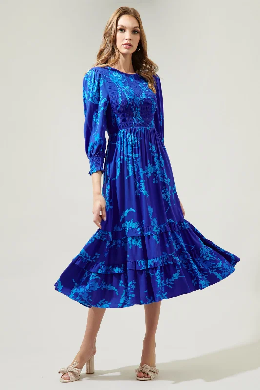 Gentian Floral Ludlow Smocked Maxi Dress