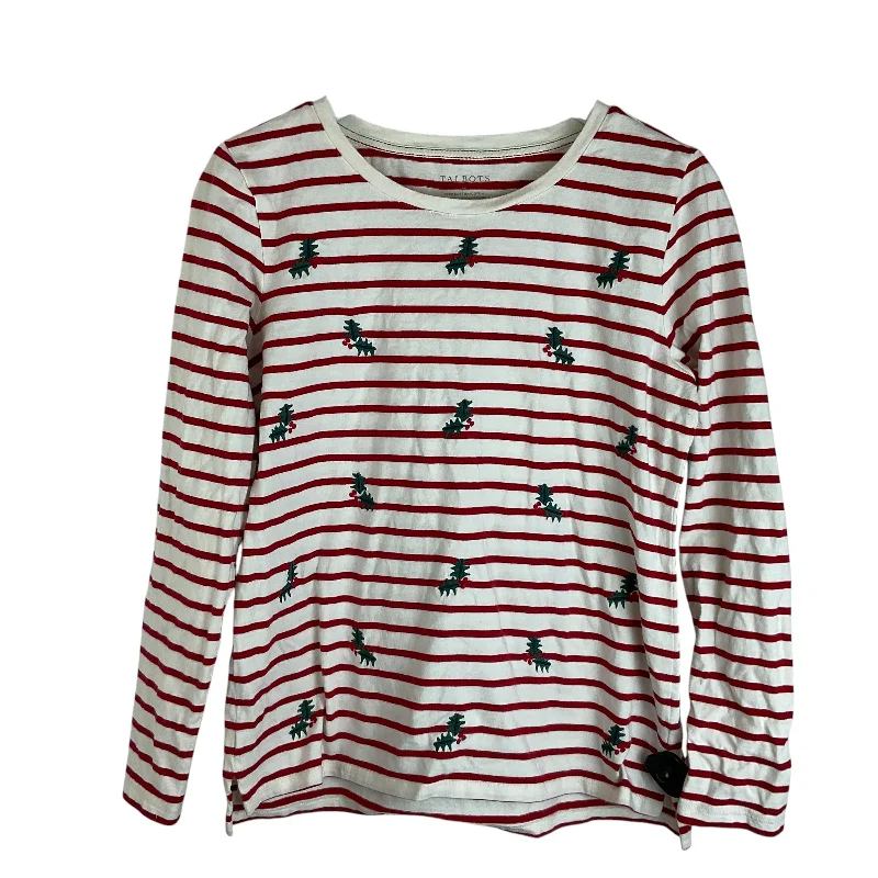 Top Long Sleeve By Talbots In Red & White, Size: M