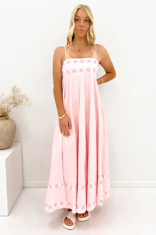 Gemma Maxi Dress Pink Flowers