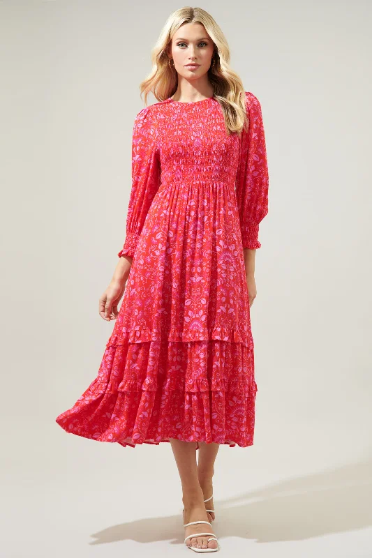 Ranier Pink Paisley Ludlow Smocked Maxi Dress