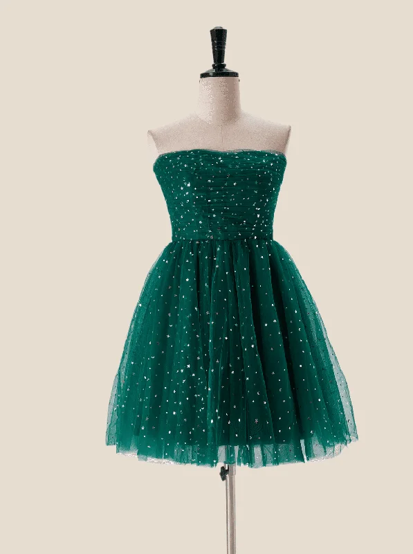 Starry Dark Green Convertible Short Party Dress