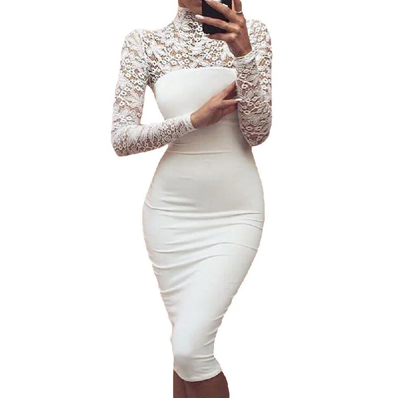 Sexy Women White Lace Party Dress