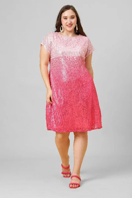 Pink & Purple Sequins Party Wear Dress