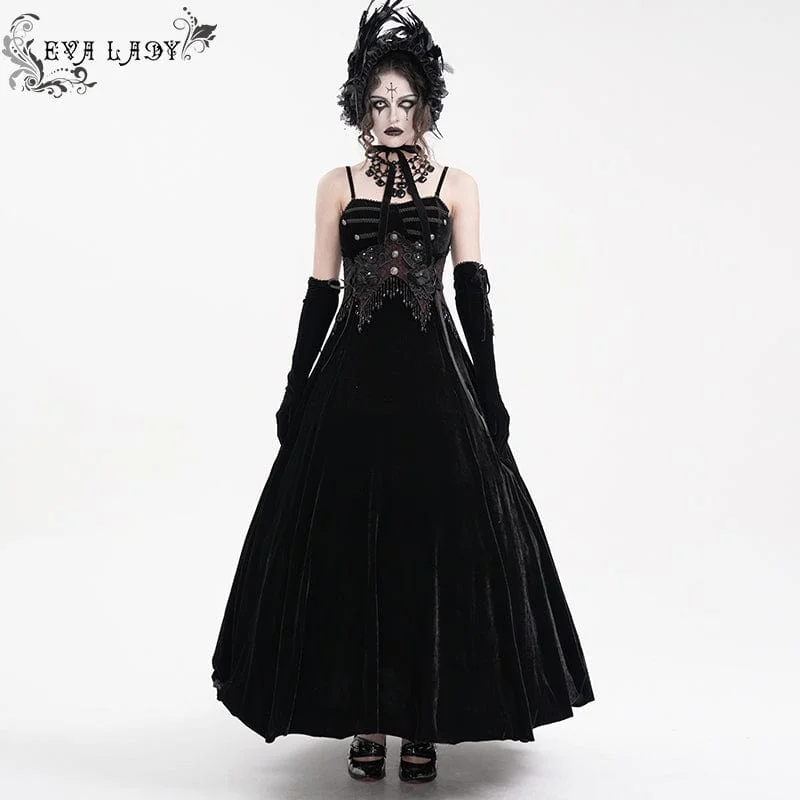 Women's Gothic Tassels Lace-up Slip Dress Wedding Dress