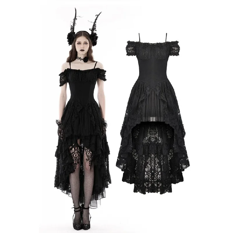 Women's Gothic Irregular Ruffled Lace Wedding Dress