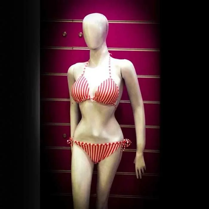 RED STRIPS PRINT BIKINI SET