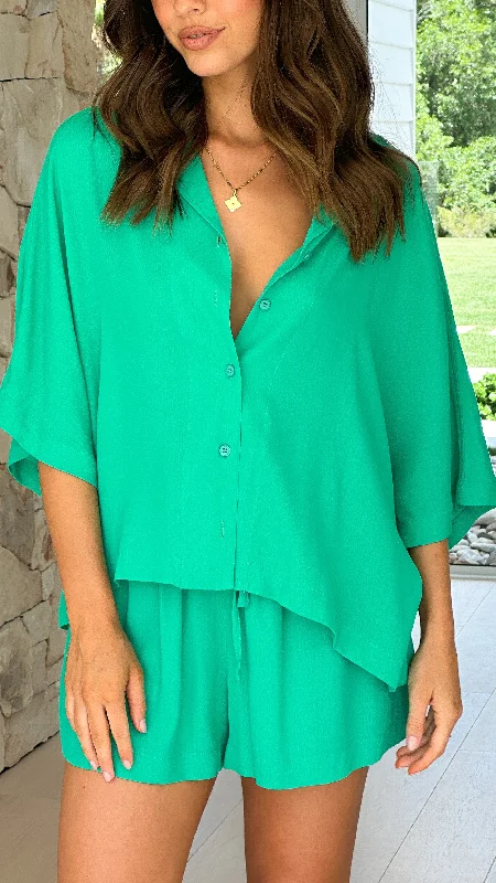 Edita Button Up Top - Green