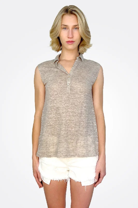 Polo Neck Top - Hemp