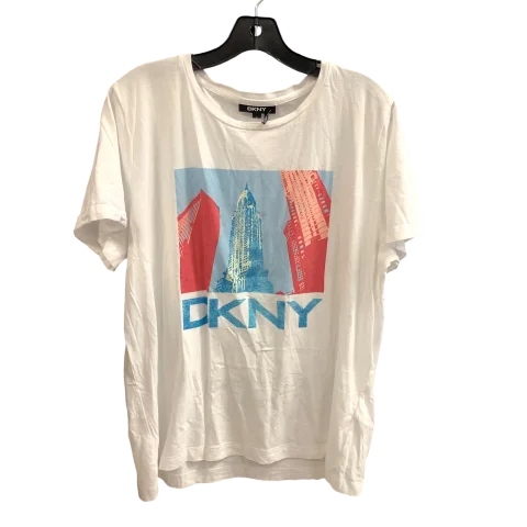 Top Short Sleeve By Dkny In White, Size: Xl