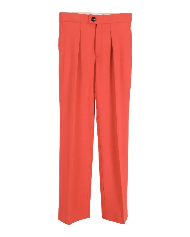 Chloé Straight-Leg Trousers in Orange Wool