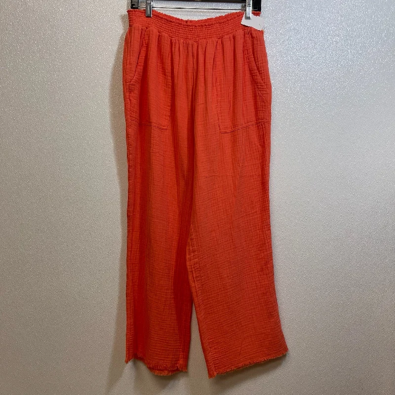 Linen Pants Palazzo By Magaschoni In Orange, Size: L