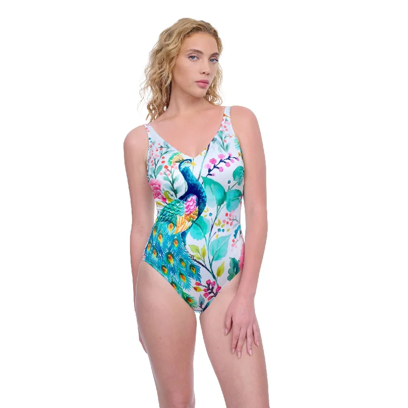 Mayurika V-Neck One Piece Swimsuit