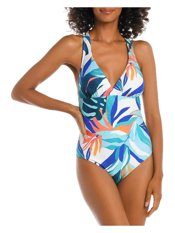 Womens Printed Nylon One-Piece Swimsuit