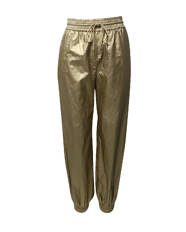 Zimmermann Rhythmic Drawstring Pants in Gold Viscose