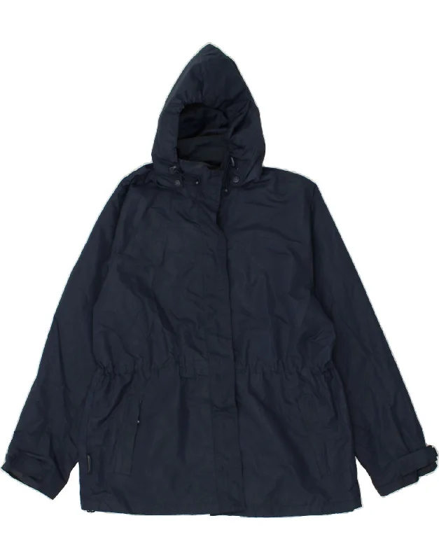 MOUNTAIN WAREHOUSE Womens Hooded Rain Jacket UK 18 XL Navy Blue Polyester