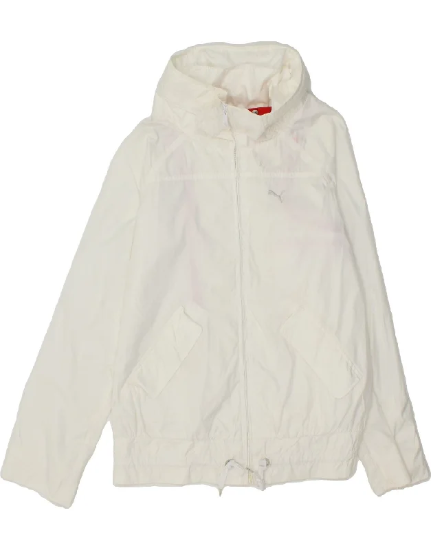 PUMA Womens Rain Jacket UK 12 Medium White Polyester