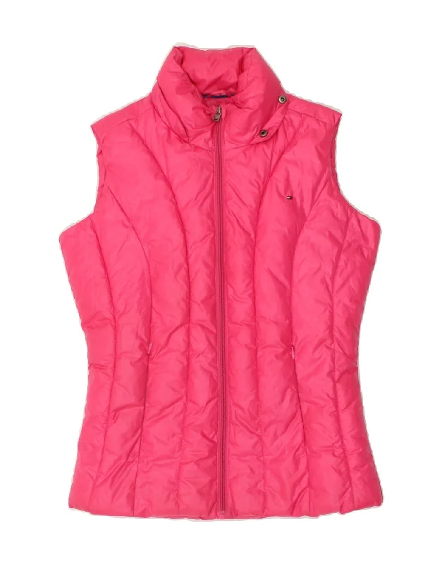 TOMMY HILFIGER Womens Padded Gilet UK 12 Medium Pink Polyester