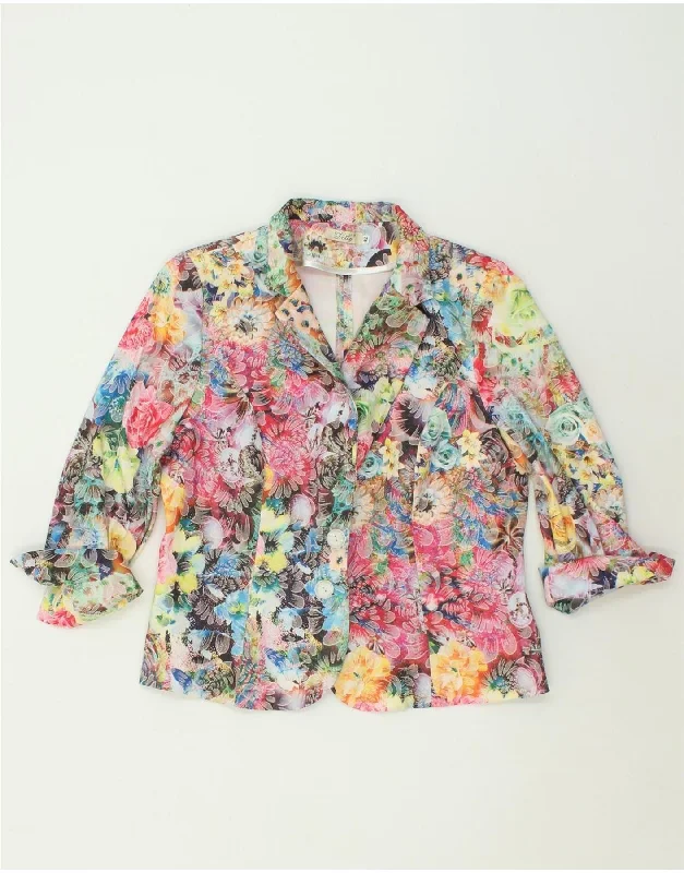 VINTAGE Womens 2 Button Blazer Jacket IT 42 Medium Multicoloured Floral