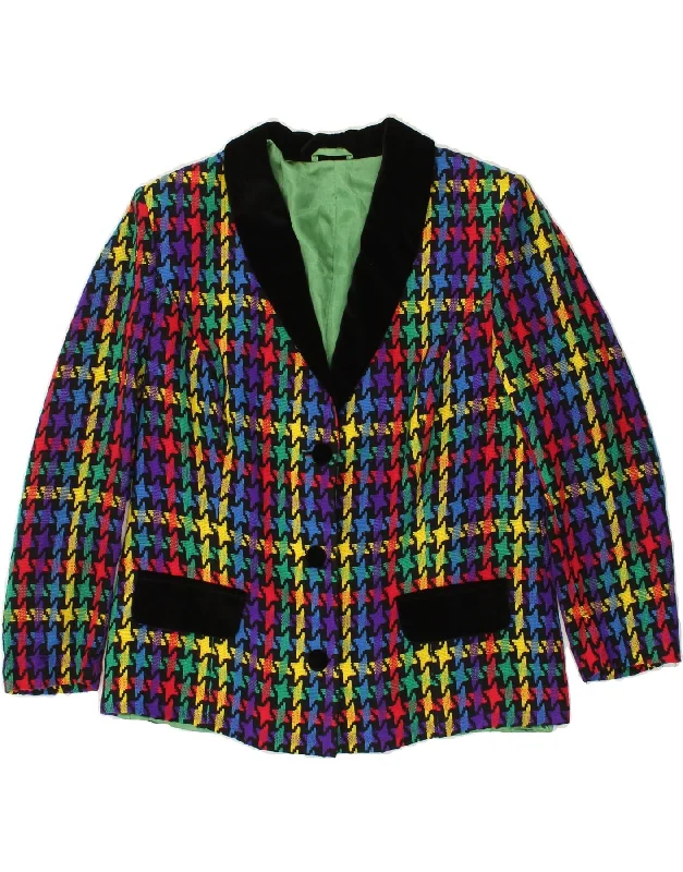 VINTAGE Womens 3 Button Blazer Jacket  UK 8 Small Multicoloured