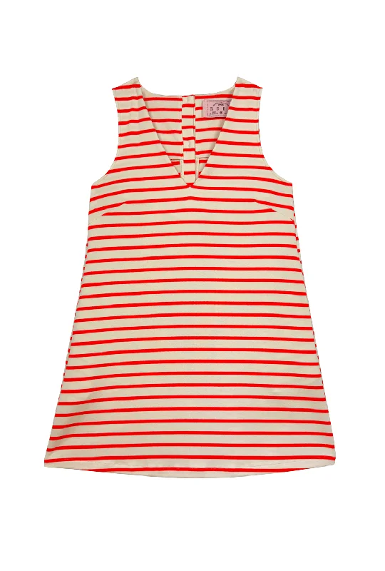 Le V Mod Dress - Tangerine Stripe Knit