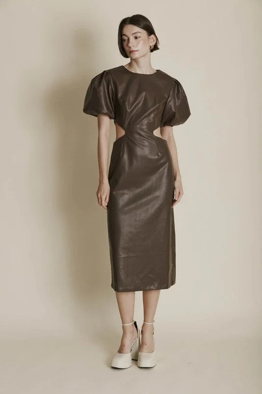 Vegan Leather Midi Dress