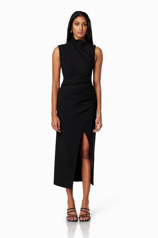 Genoa Fitted Midi Dress In Black