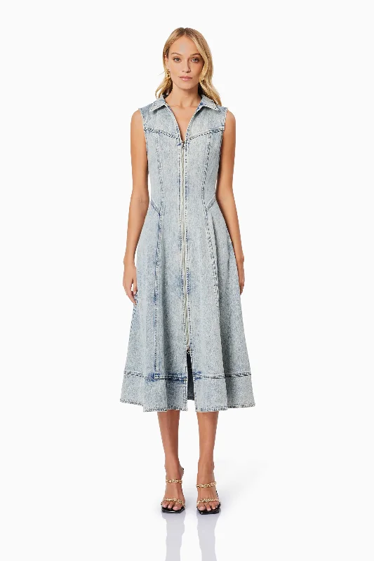 Giselle Denim Midi Dress in Blue