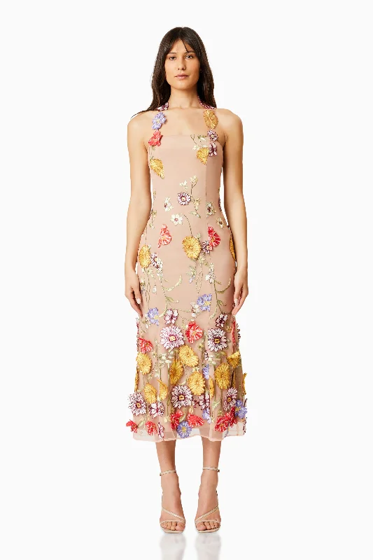 Lark Floral Midi Dress In Multi