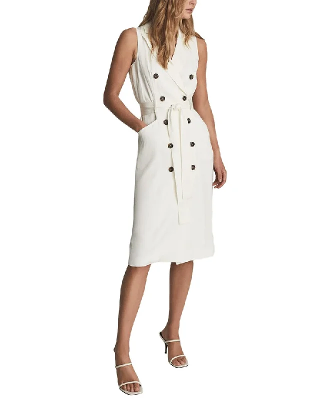 Reiss Dana Linen-Blend Button Midi Dress