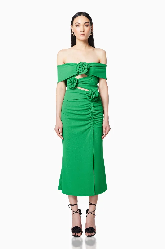 Sardinian 3D Midi Dress in Green