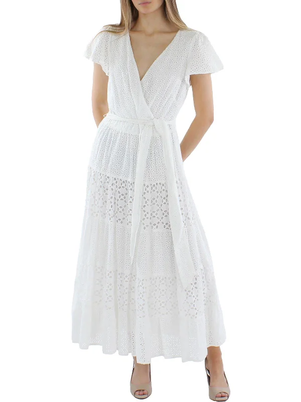 Womens Cotton Lace Midi Dress