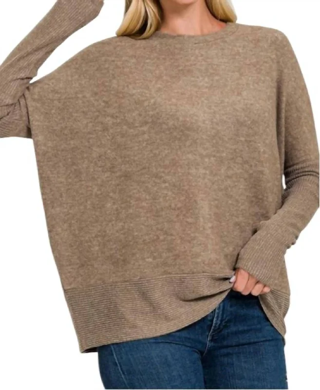 Christy Hacci Knit Dolman Sweater In Mocha