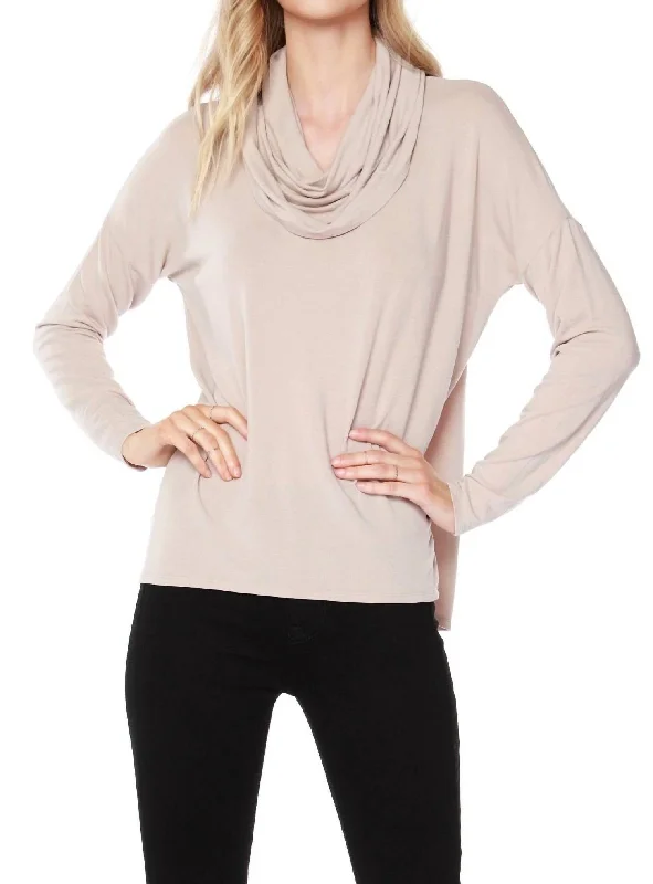 Draped Neck Top In Sandy