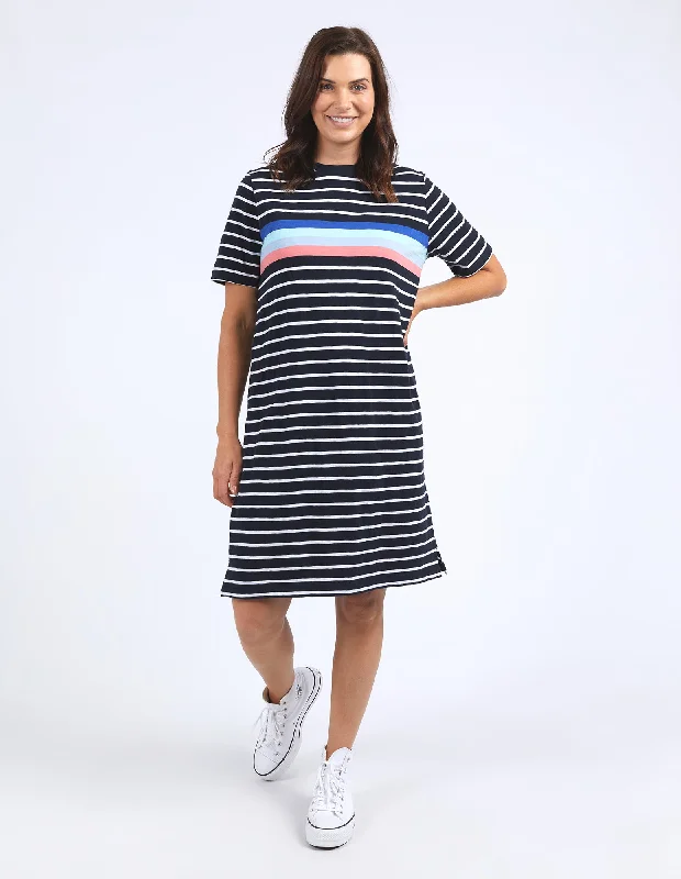 Elm Zena Tee Dress Navy & White Stripe