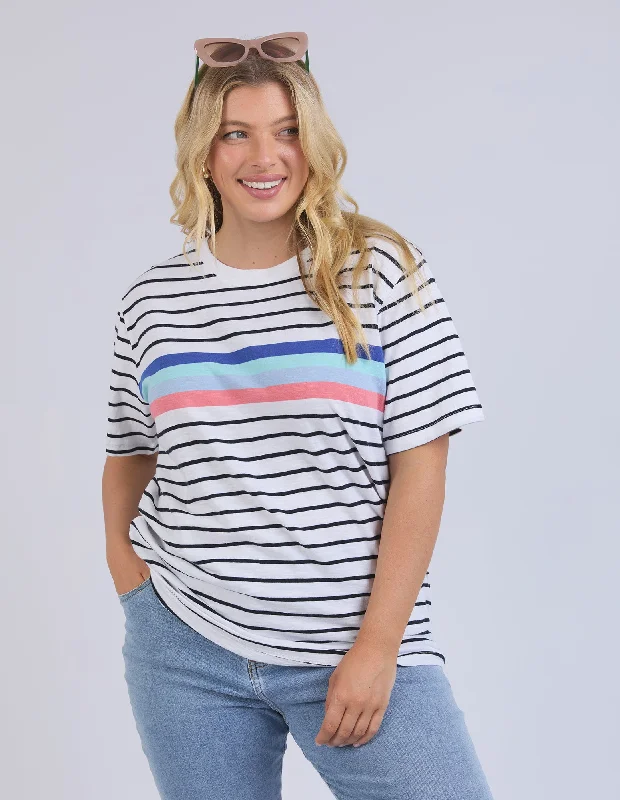 Elm Zena Tee White And Navy Stripe