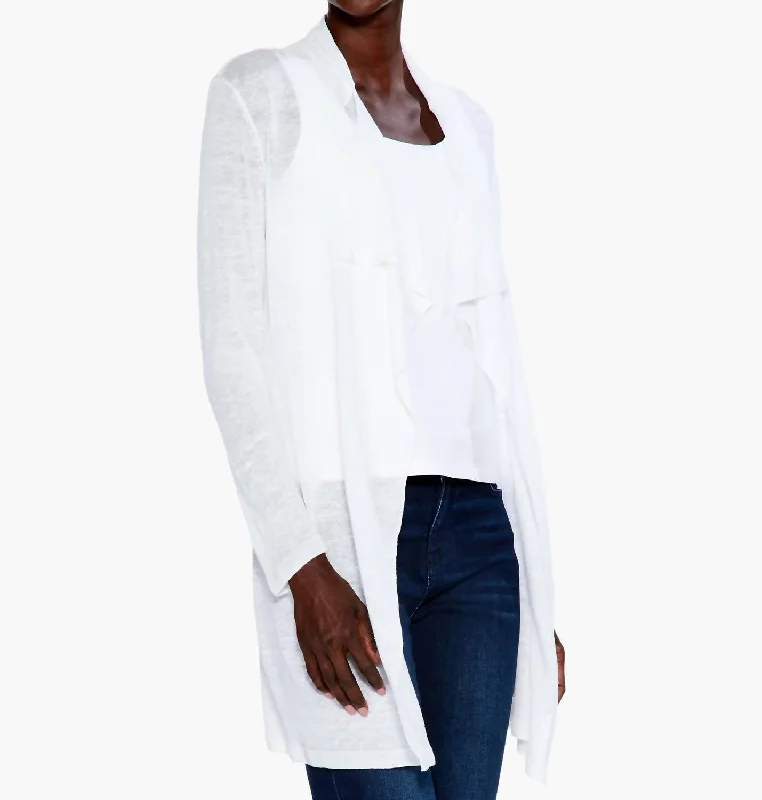 Featherweight Drape Cardigan In Paper White