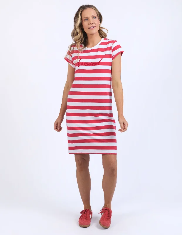 Foxwood Signature Stripe Tee Dress Cayenne & White Stripe