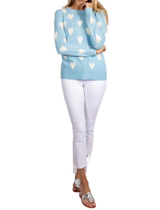 Heart Long Sleeve Sweater In Blue