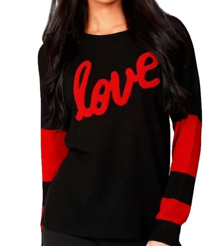 Love Scoop Neck Pullover In Black/fire