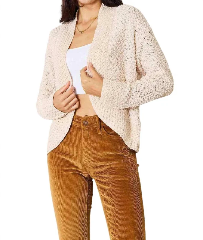 Luxurious Knit Open Front Cardigan In Cream