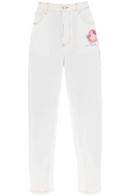 Marni Women's "Jeans With Embroide Logo And Flower Patch