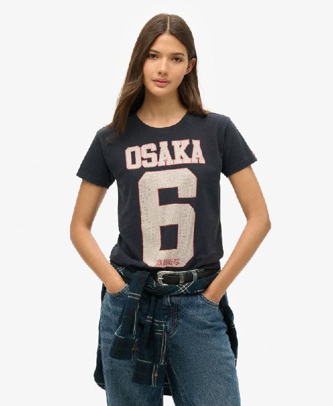 Osaka 6 Embellished 90s T-Shirt | Eclipse Navy